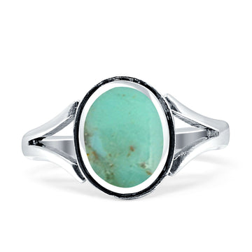 Oval Split Shank Oxidized Ring Turquoise 925 Sterling Silver Wholesale